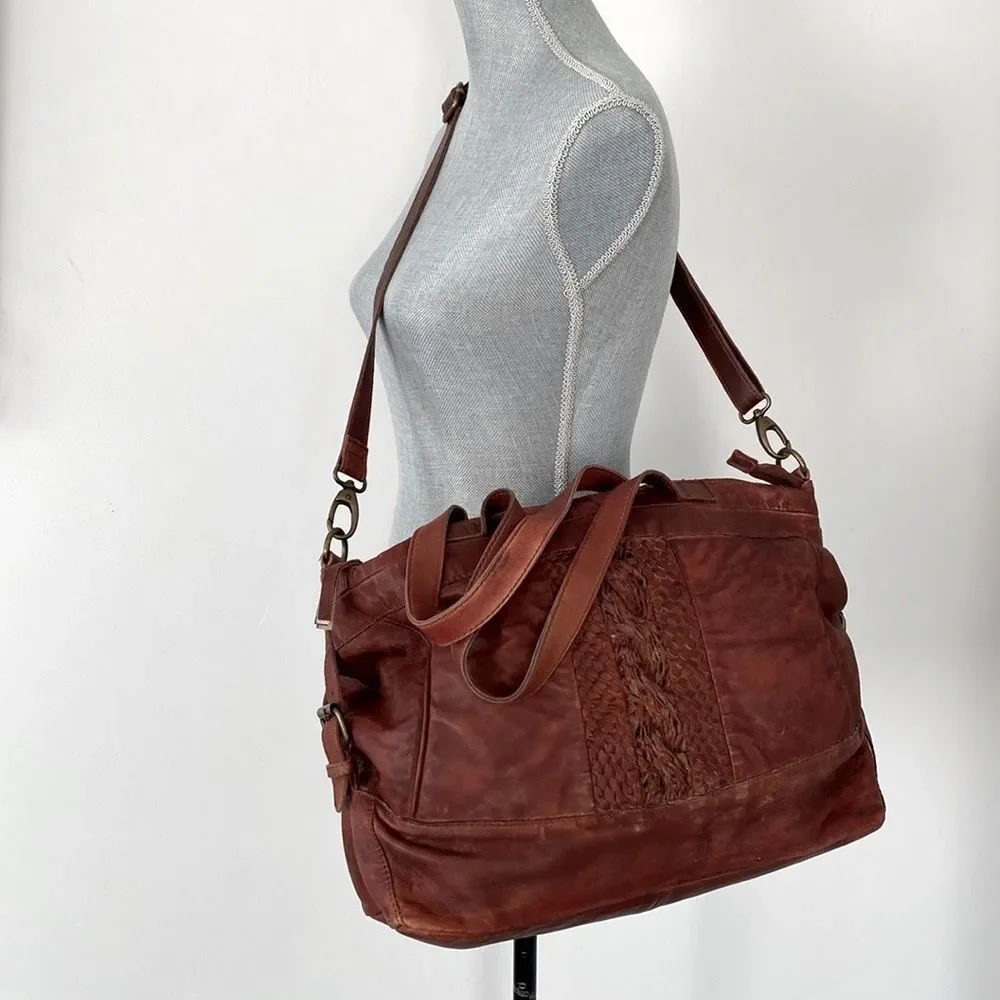Idyllwind Brown Leather Boston Bag Shoulder Strap & Handles Western Boho Coastal
